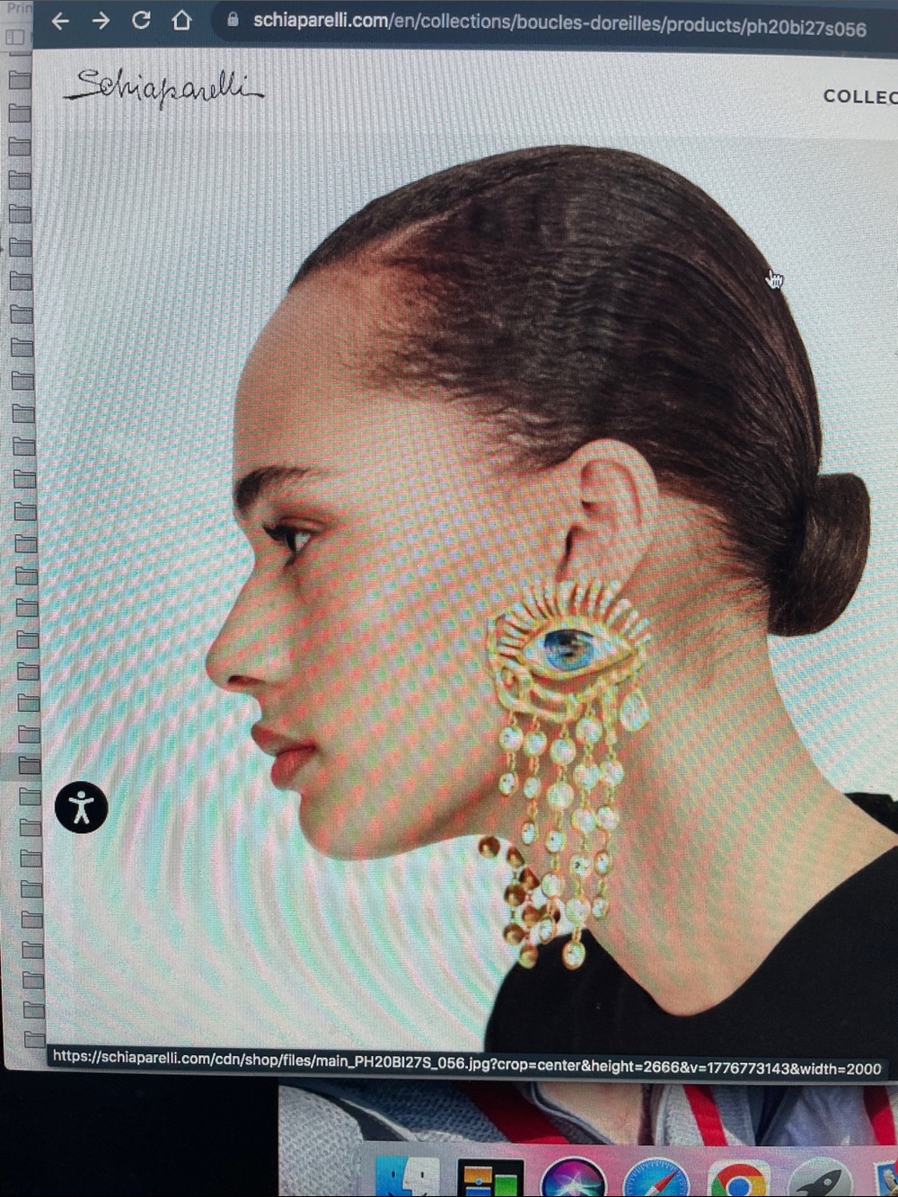 Schiaparelli Gold Eye Motif Drop Earrings with Crystal Drops